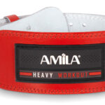 Ζώνη Άρσης Βαρών AMILA Δερμάτινη Κόκκινη Γ΄ Quality XL