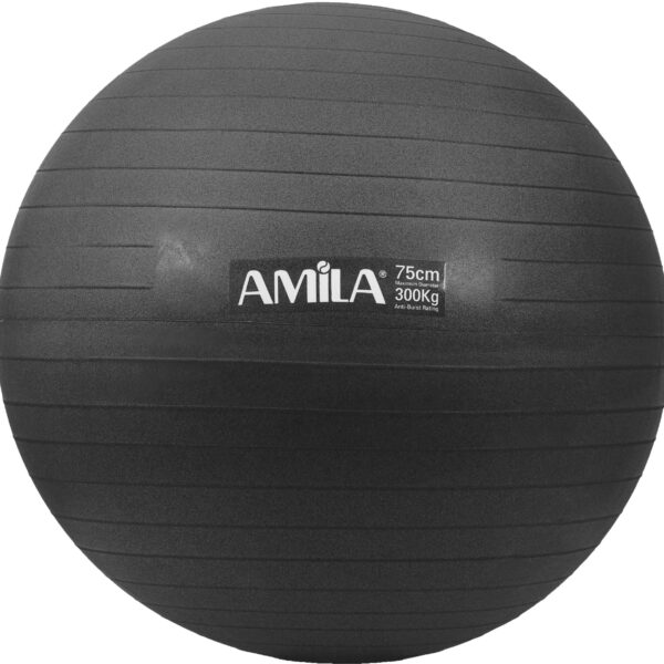 Μπάλα Γυμναστικής AMILA GYMBALL 75cm Μαύρη Bulk